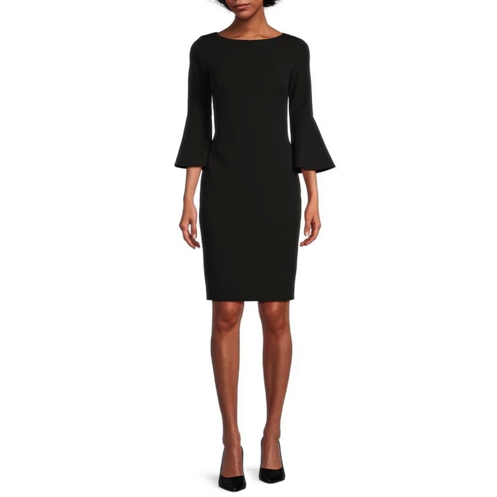 CALVIN KLEIN 3/4 Bell Sleeve Boat Neck Sheath Dress Women’s size 8 NWT